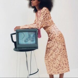 Zara Copper Silky Slinky Midi Skirt